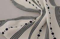Dolce & Gabbana White Dotted Stripes Square Handkerchief Viscose Women's Scarf