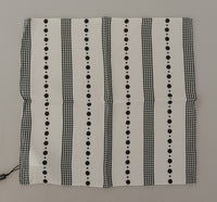 Dolce & Gabbana White Dotted Stripes Square Handkerchief Viscose Women's Scarf
