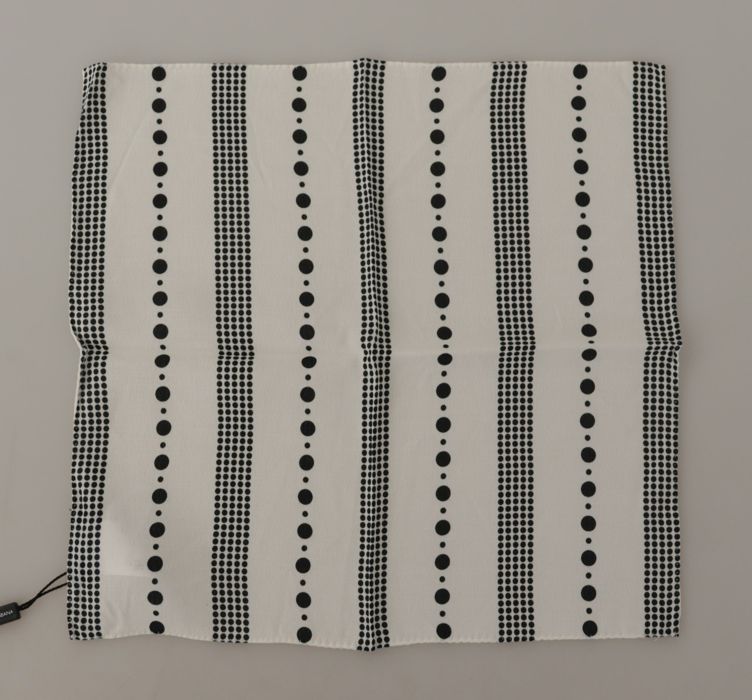 Dolce & Gabbana White Dotted Stripes Square Handkerchief Viscose Women's Scarf
