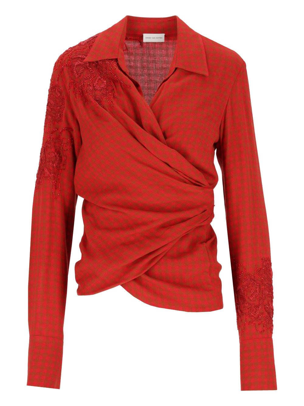 Dries Van Noten Women Wrap Shirt With Embroidery