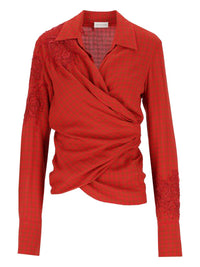 Dries Van Noten Women Wrap Shirt With Embroidery