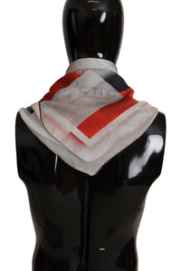 Costume National Gray Red Silk Shawl Foulard Wrap Women's Scarf