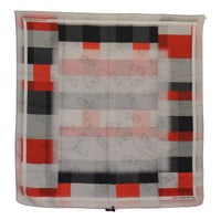 Costume National Gray Red Silk Shawl Foulard Wrap Women's Scarf