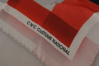 Costume National Gray Red Silk Shawl Foulard Wrap Women's Scarf