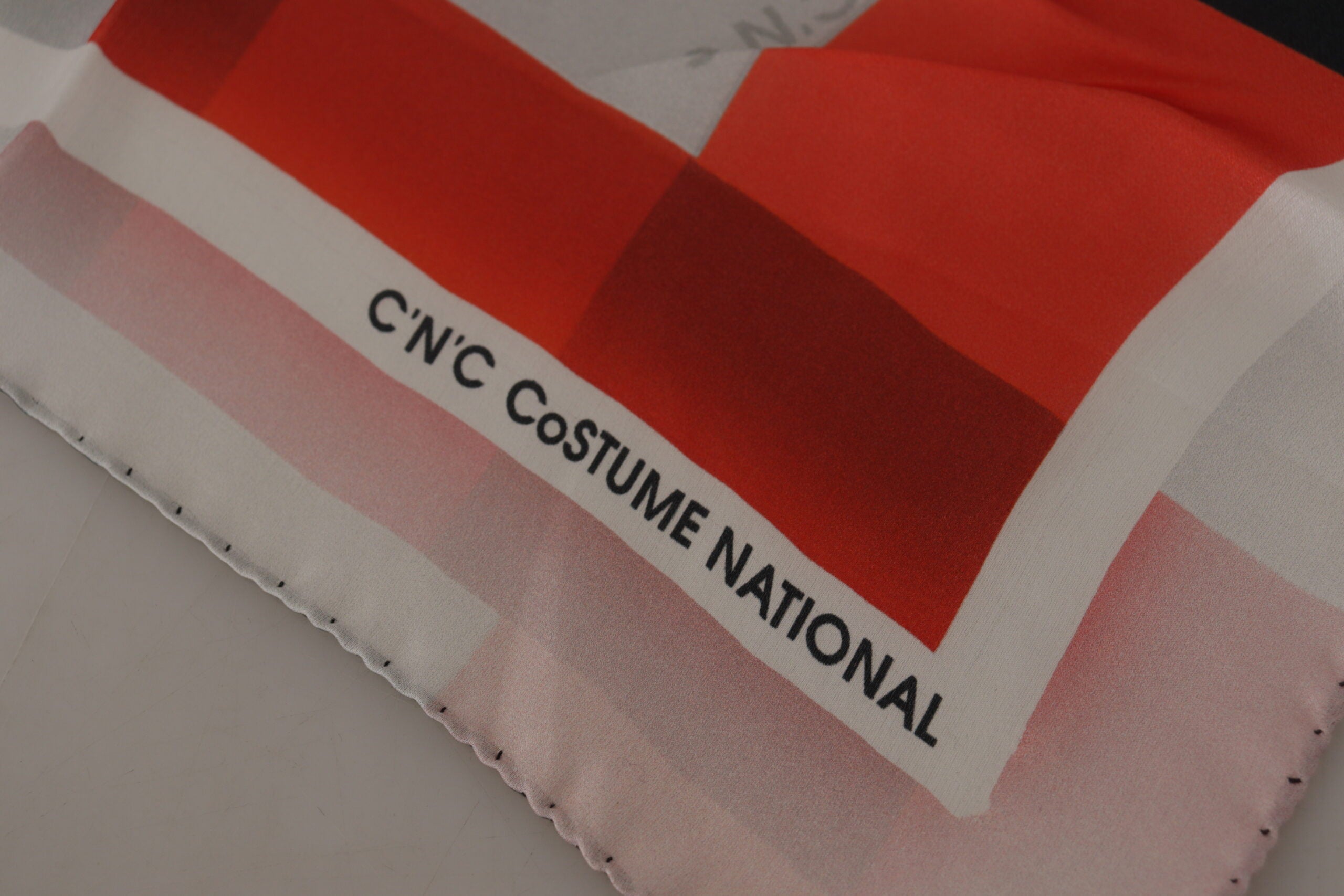 Costume National Gray Red Silk Shawl Foulard Wrap Women's Scarf