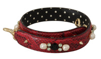 Dolce & Gabbana Dolce & Gabbana Red Exotic Leather Crystals Bag Shoulder Women's Strap