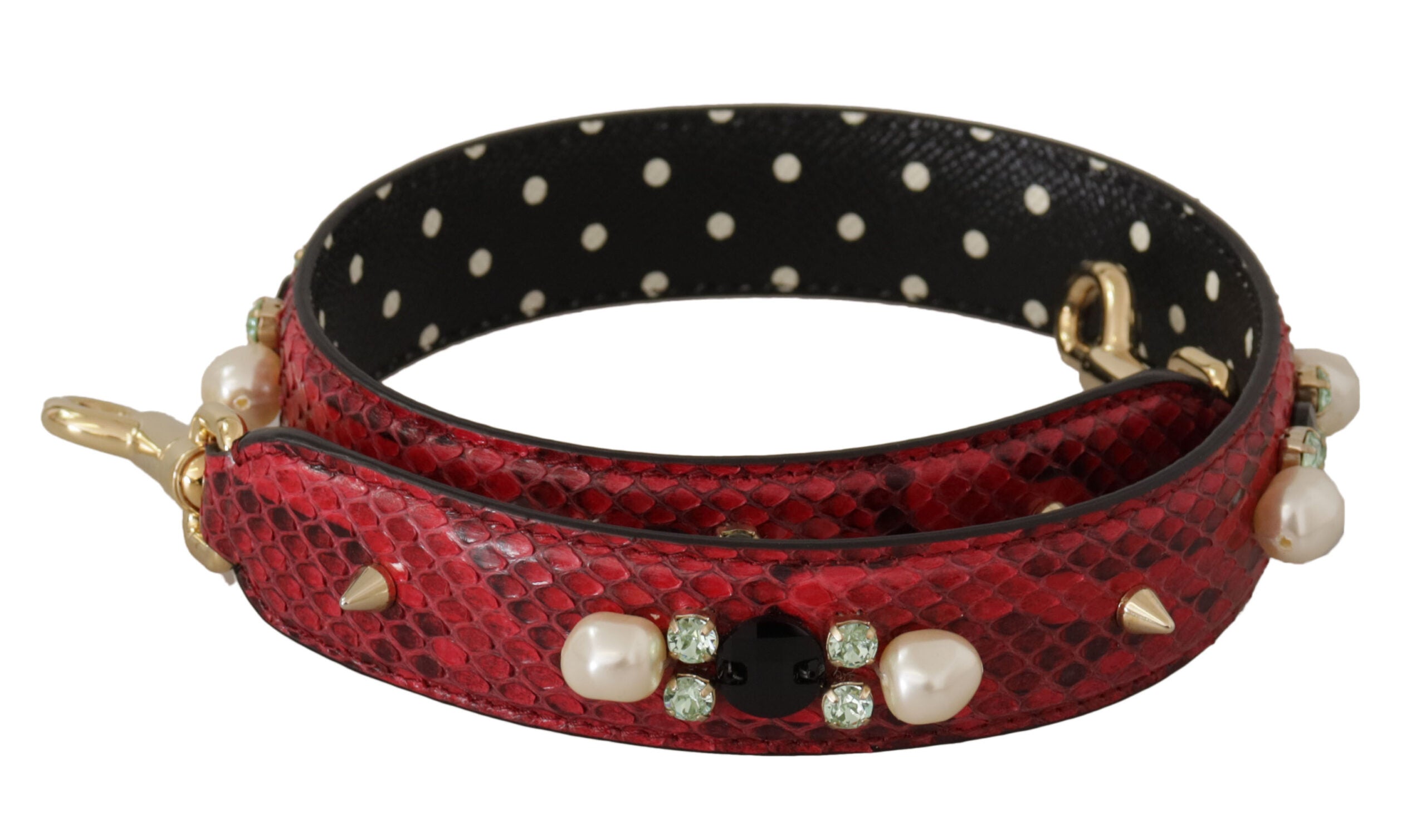 Dolce & Gabbana Dolce & Gabbana Red Exotic Leather Crystals Bag Shoulder Women's Strap