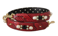 Dolce & Gabbana Dolce & Gabbana Red Exotic Leather Crystals Bag Shoulder Women's Strap