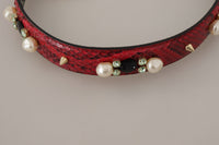 Dolce & Gabbana Dolce & Gabbana Red Exotic Leather Crystals Bag Shoulder Women's Strap