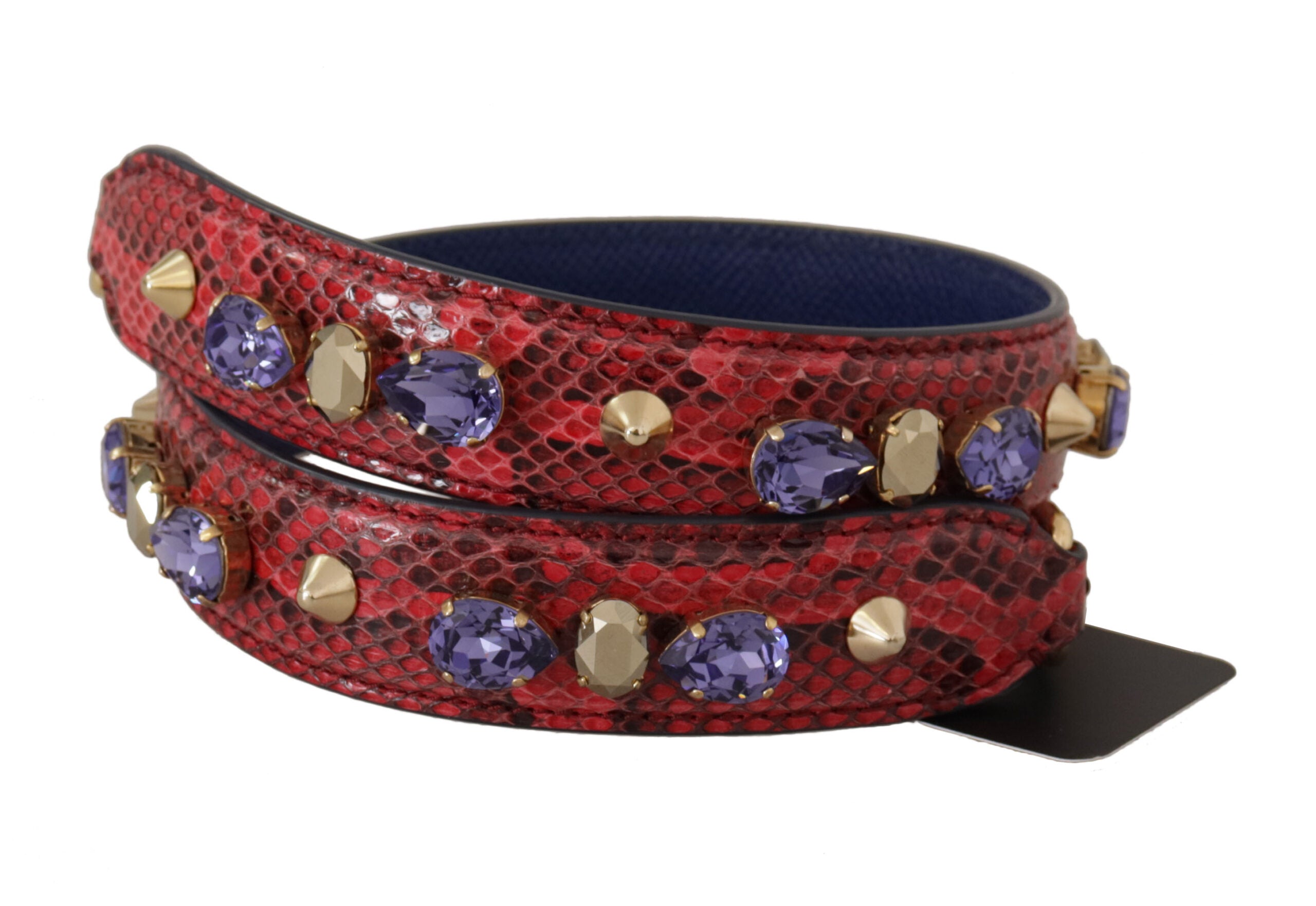 Dolce & Gabbana Dolce & Gabbana Red Exotic Leather Crystals Bag Shoulder Women's Strap