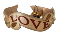 Dolce & Gabbana Dolce & Gabbana Gold Leather LOVE Patch Bag Shoulder Women's Strap