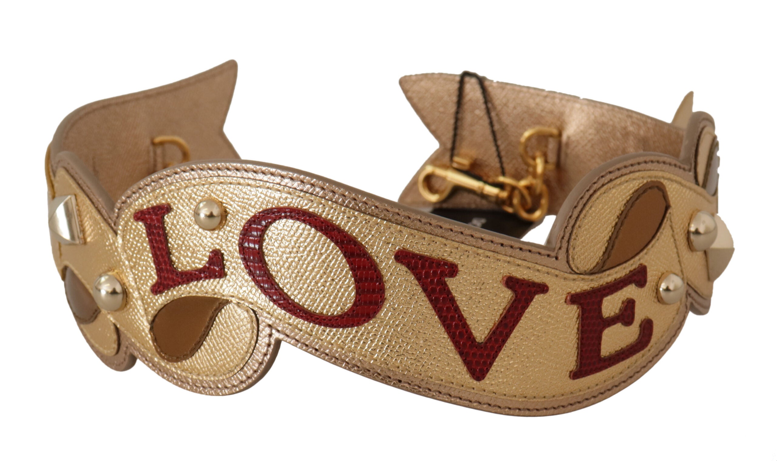 Dolce & Gabbana Dolce & Gabbana Gold Leather LOVE Patch Bag Shoulder Women's Strap