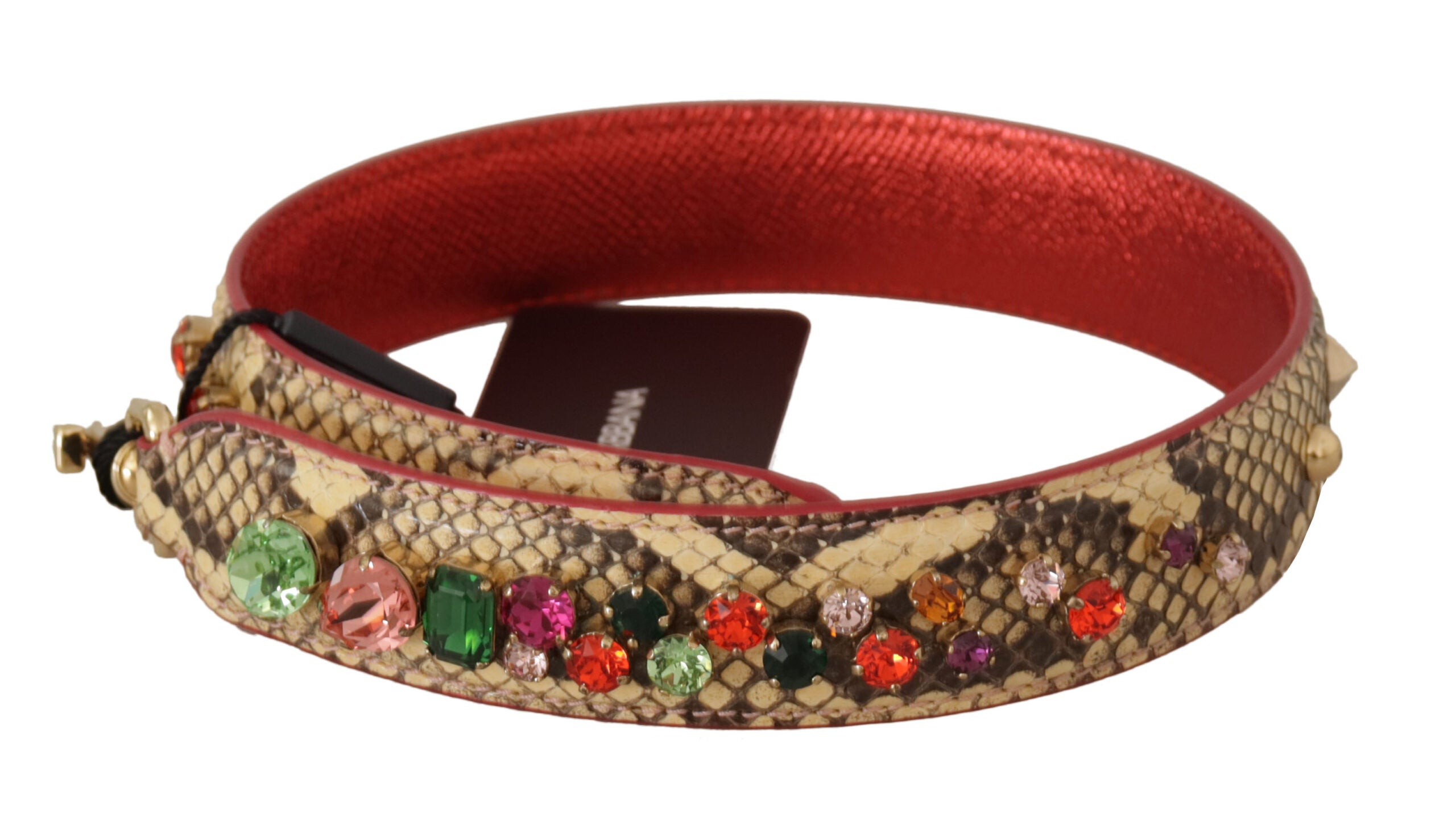 Dolce & Gabbana Dolce & Gabbana Beige Exotic Leather Crystals Shoulder Women's Strap