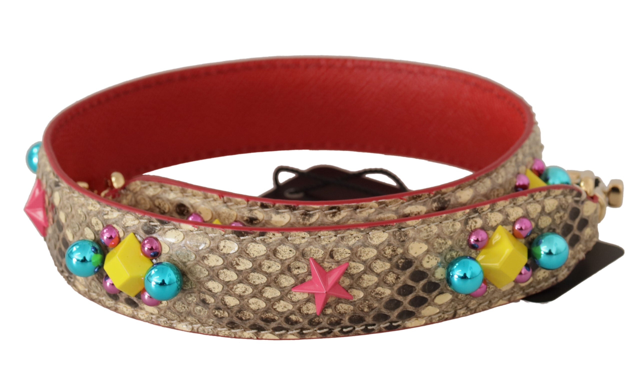 Dolce & Gabbana Dolce & Gabbana Beige Python Leather Crystals Shoulder Women's Strap