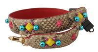 Dolce & Gabbana Dolce & Gabbana Beige Python Leather Crystals Shoulder Women's Strap