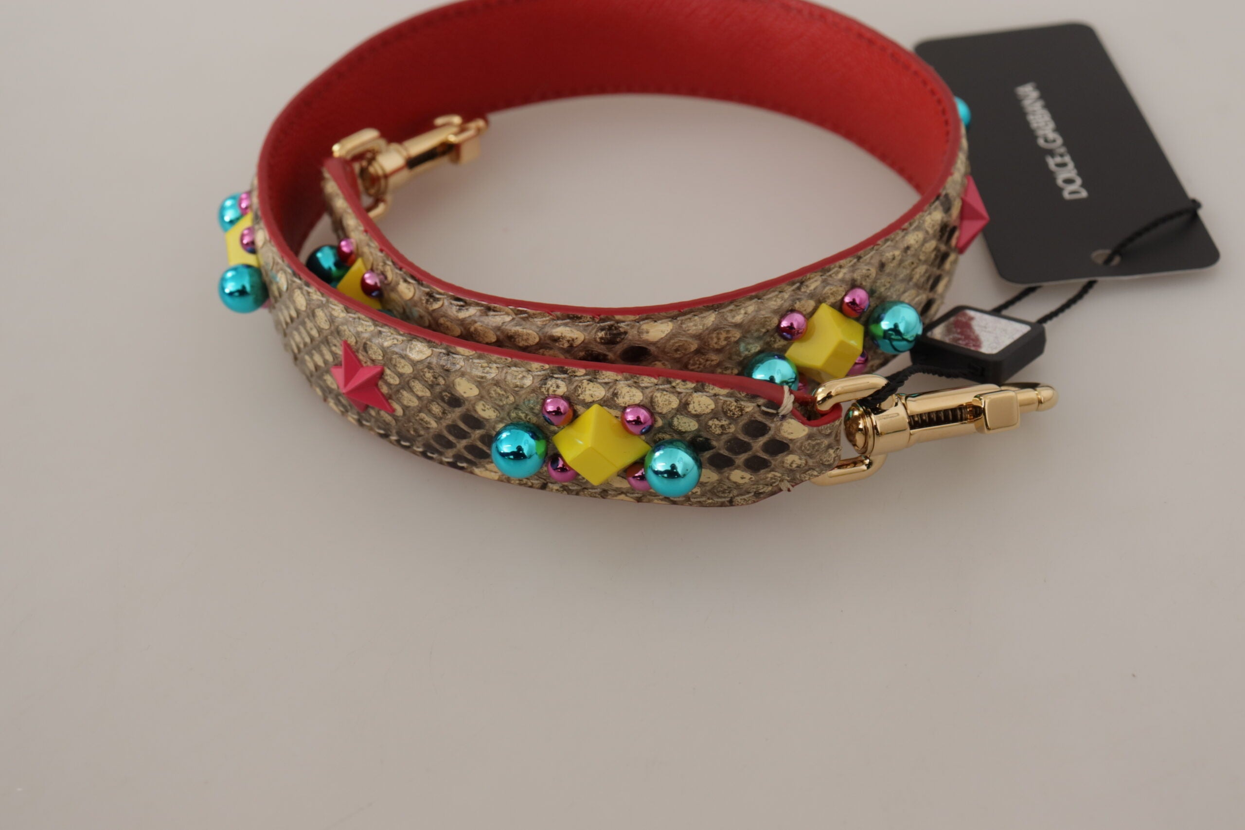 Dolce & Gabbana Dolce & Gabbana Beige Python Leather Crystals Shoulder Women's Strap