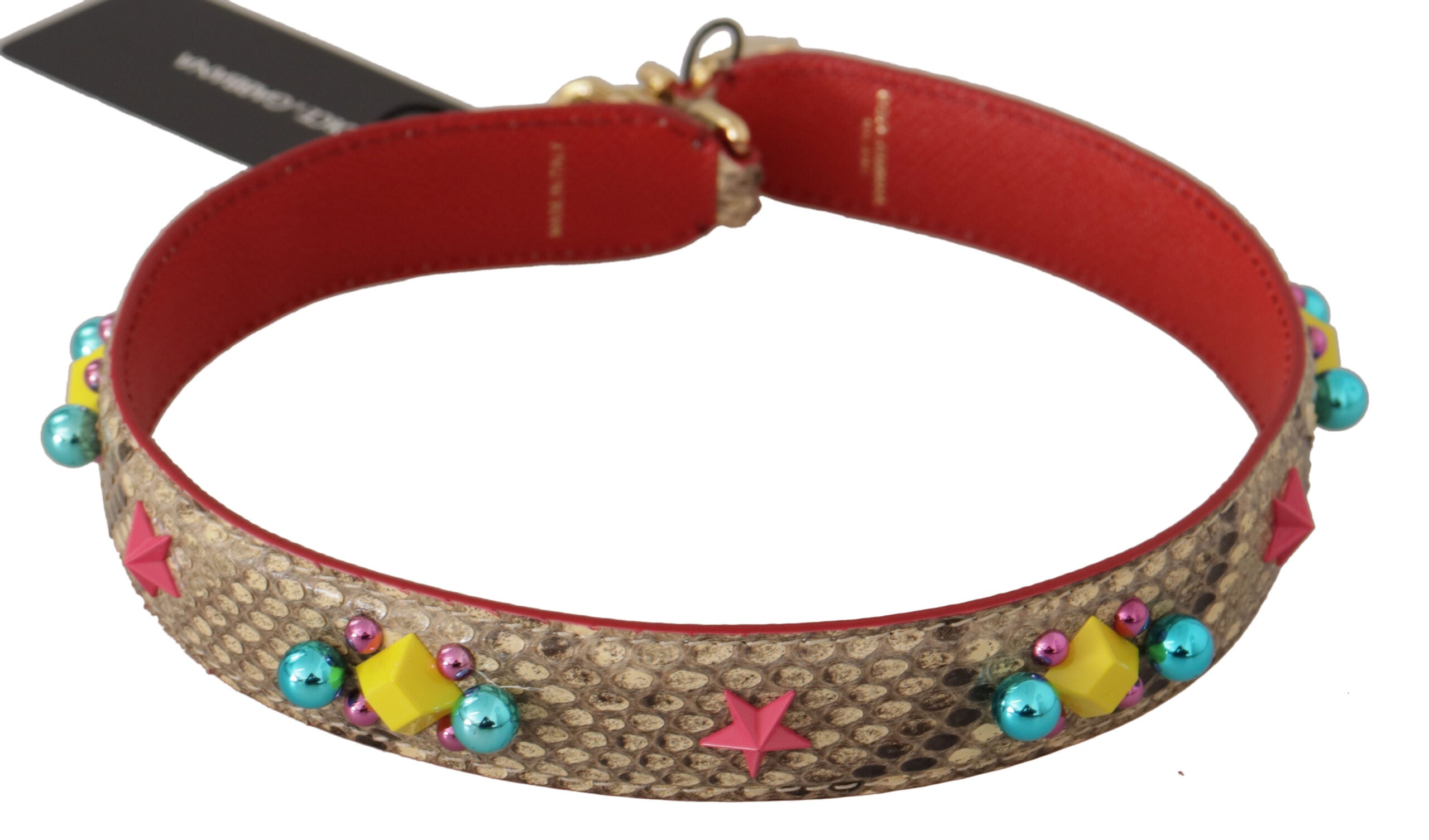 Dolce & Gabbana Dolce & Gabbana Beige Python Leather Crystals Shoulder Women's Strap
