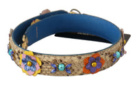 Dolce & Gabbana Dolce & Gabbana Beige Python Leather Floral Studded Shoulder Women's Strap