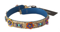 Dolce & Gabbana Dolce & Gabbana Beige Python Leather Floral Studded Shoulder Women's Strap