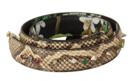 Dolce & Gabbana Dolce & Gabbana Beige Exotic Leather Crystals Reversible Shoulder Women's Strap