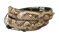Dolce & Gabbana Dolce & Gabbana Beige Exotic Leather Crystals Reversible Shoulder Women's Strap