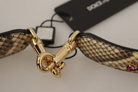 Dolce & Gabbana Dolce & Gabbana Beige Exotic Leather Crystals Reversible Shoulder Women's Strap