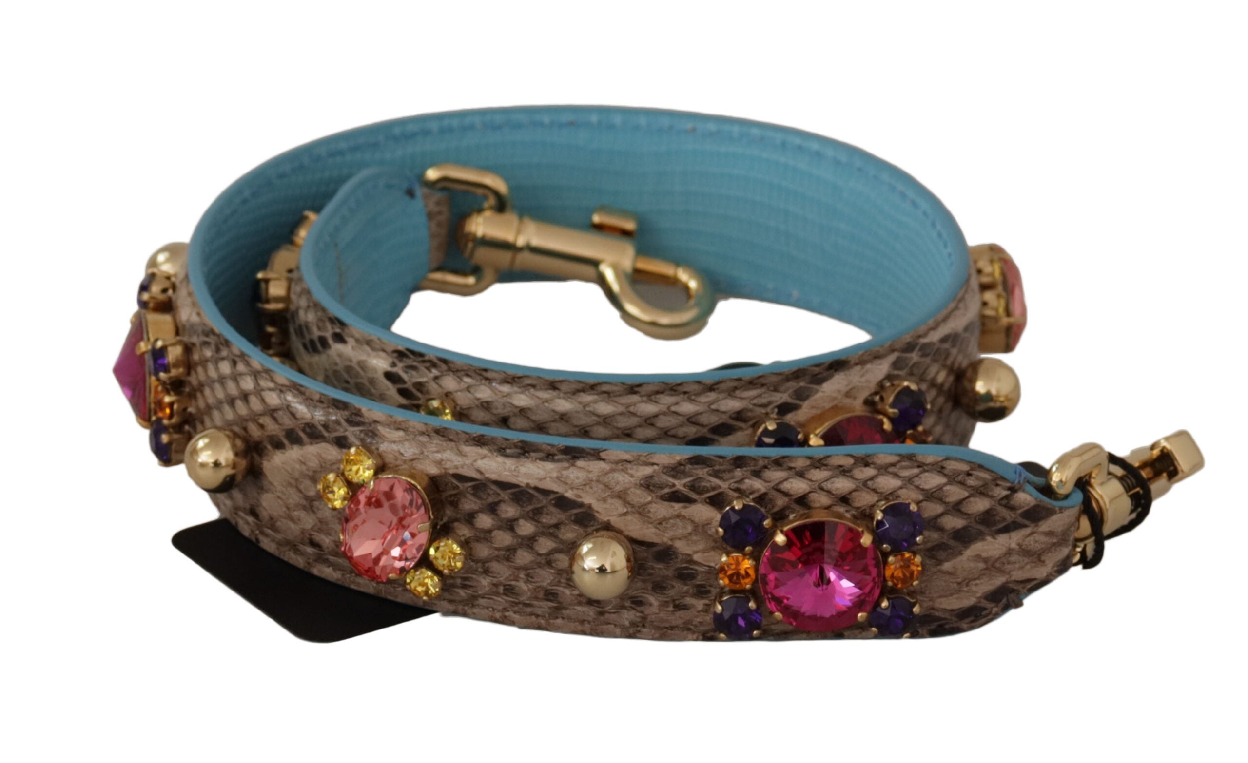 Dolce & Gabbana Dolce & Gabbana Brown Exotic Leather Crystals Shoulder Women's Strap