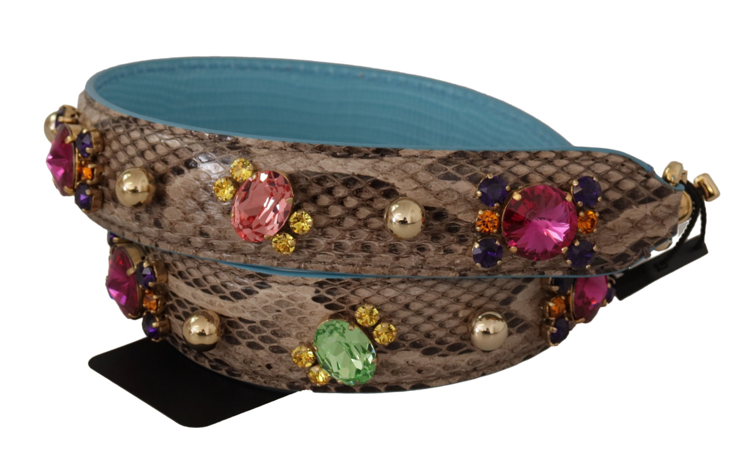 Dolce & Gabbana Dolce & Gabbana Brown Exotic Leather Crystals Shoulder Women's Strap