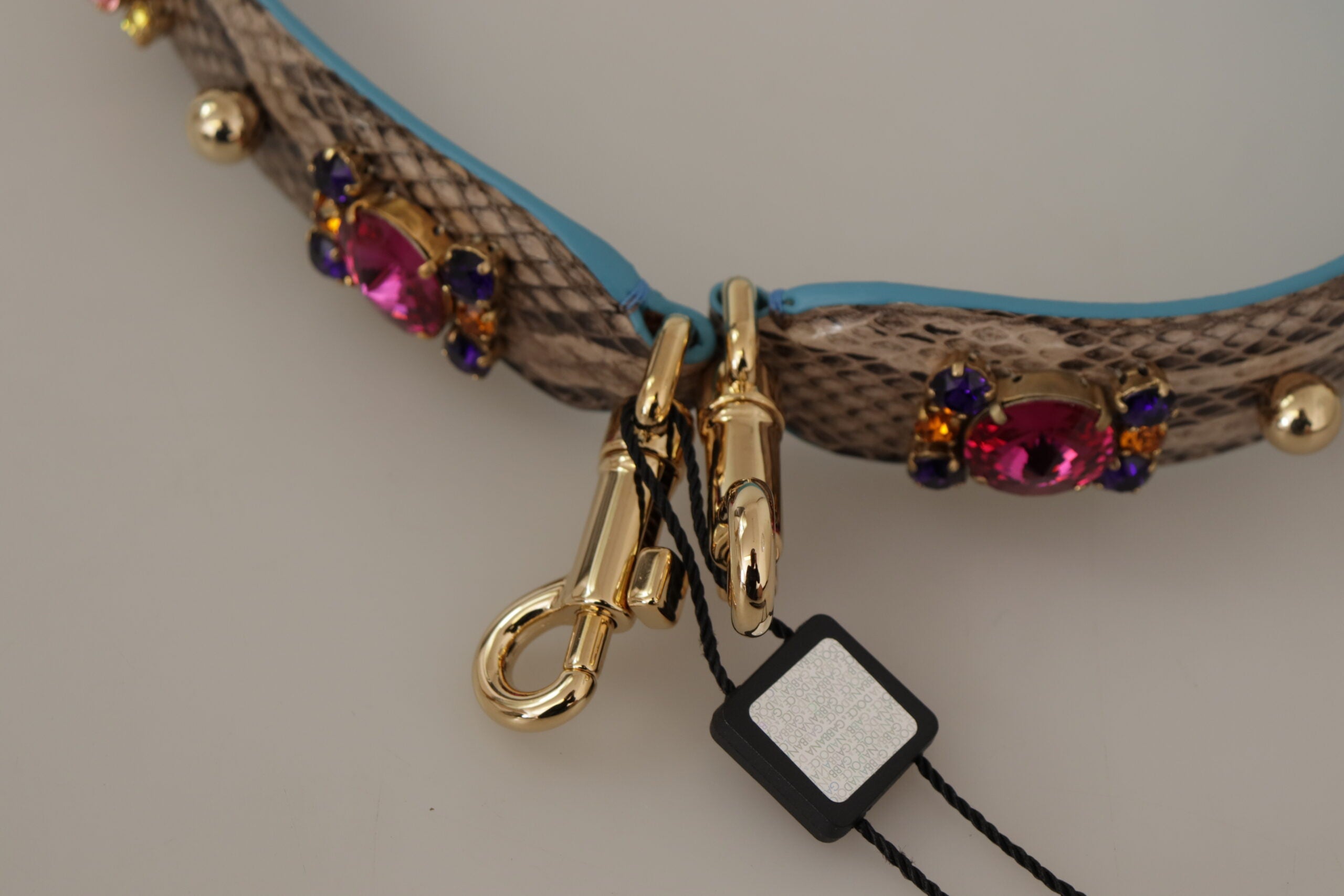 Dolce & Gabbana Dolce & Gabbana Brown Exotic Leather Crystals Shoulder Women's Strap