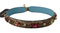 Dolce & Gabbana Dolce & Gabbana Brown Exotic Leather Crystals Shoulder Women's Strap