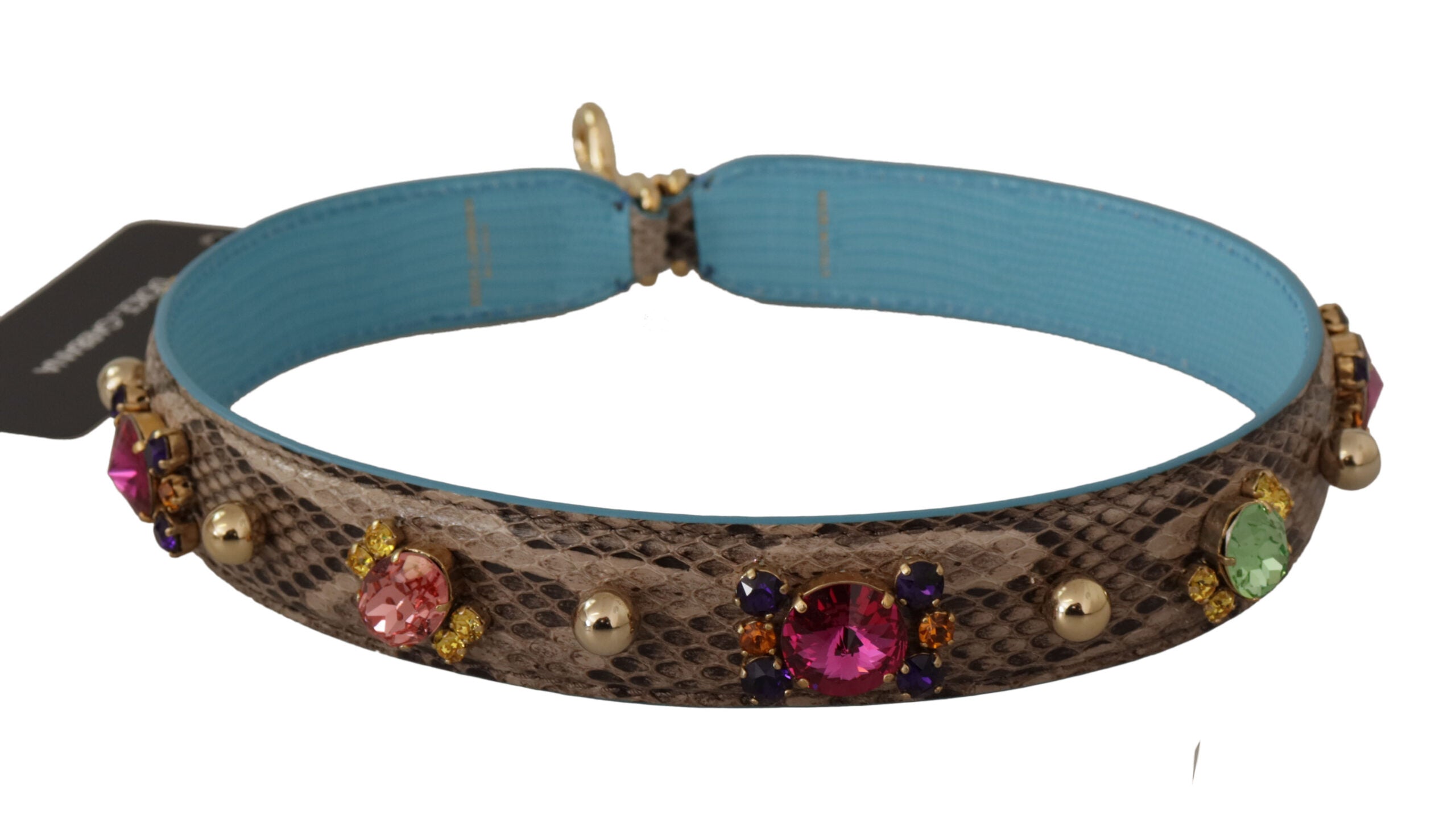 Dolce & Gabbana Dolce & Gabbana Brown Exotic Leather Crystals Shoulder Women's Strap