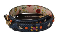 Dolce & Gabbana Dolce & Gabbana Blue Exotic Leather Crystals Reversible Shoulder Women's Strap