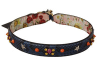 Dolce & Gabbana Dolce & Gabbana Blue Exotic Leather Crystals Reversible Shoulder Women's Strap