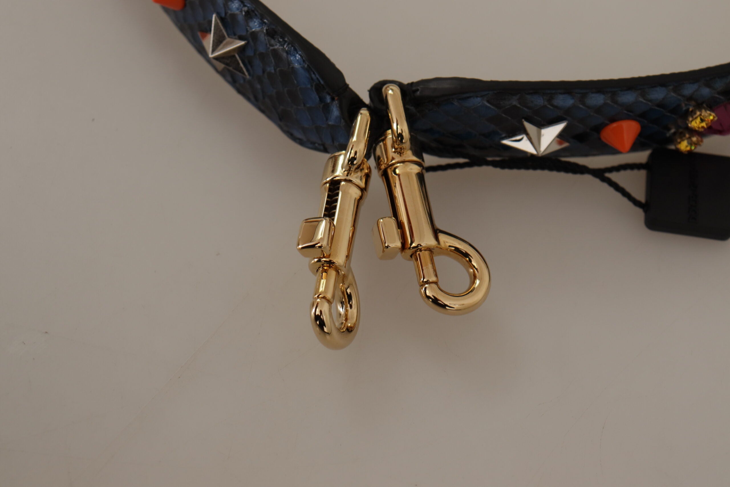 Dolce & Gabbana Dolce & Gabbana Blue Exotic Leather Crystals Reversible Shoulder Women's Strap