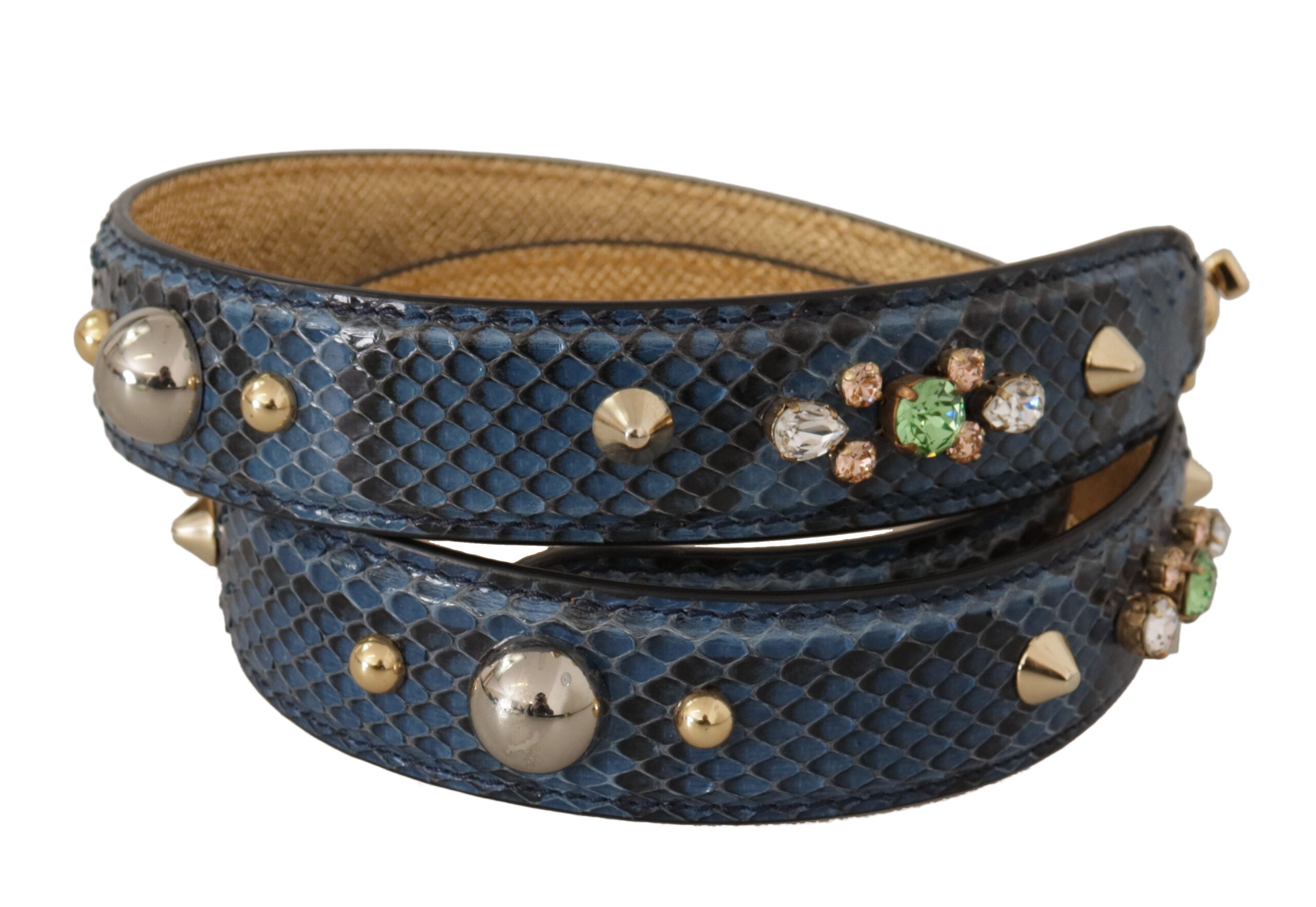 Dolce & Gabbana Dolce & Gabbana Blue Exotic Leather Crystals Shoulder Women's Strap