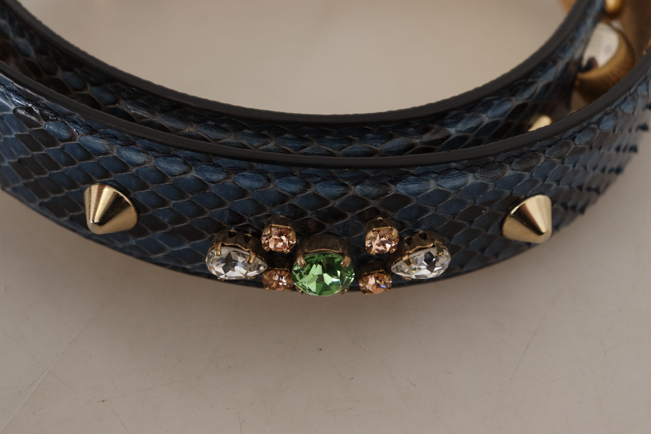 Dolce & Gabbana Dolce & Gabbana Blue Exotic Leather Crystals Shoulder Women's Strap