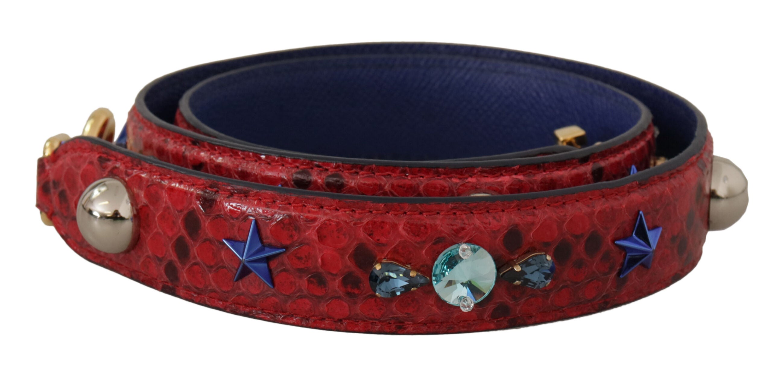 Dolce & Gabbana Dolce & Gabbana Red Exotic Leather Crystals Shoulder Women's Strap