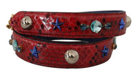 Dolce & Gabbana Dolce & Gabbana Red Exotic Leather Crystals Shoulder Women's Strap