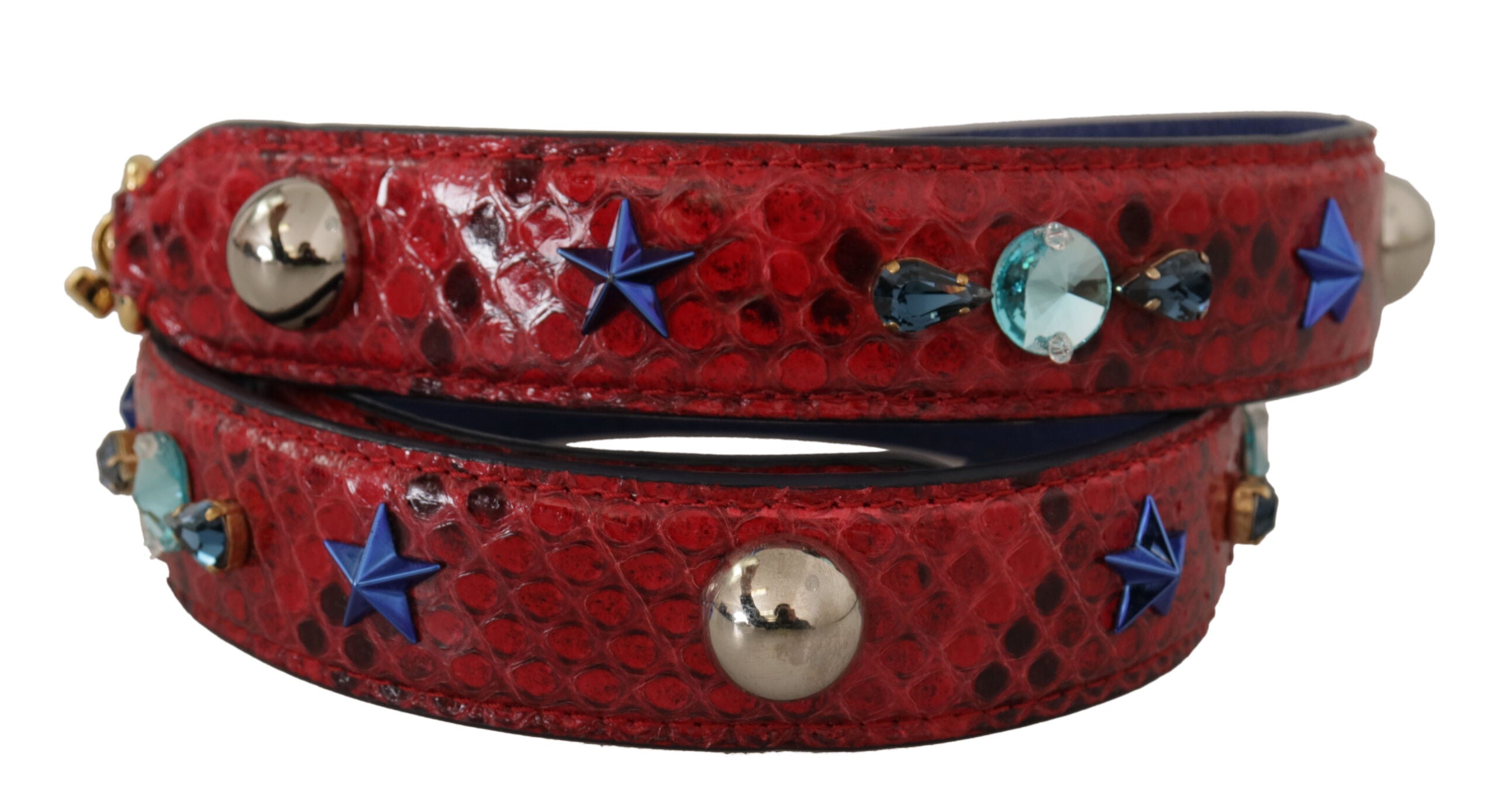 Dolce & Gabbana Dolce & Gabbana Red Exotic Leather Crystals Shoulder Women's Strap