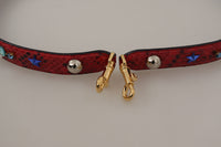 Dolce & Gabbana Dolce & Gabbana Red Exotic Leather Crystals Shoulder Women's Strap