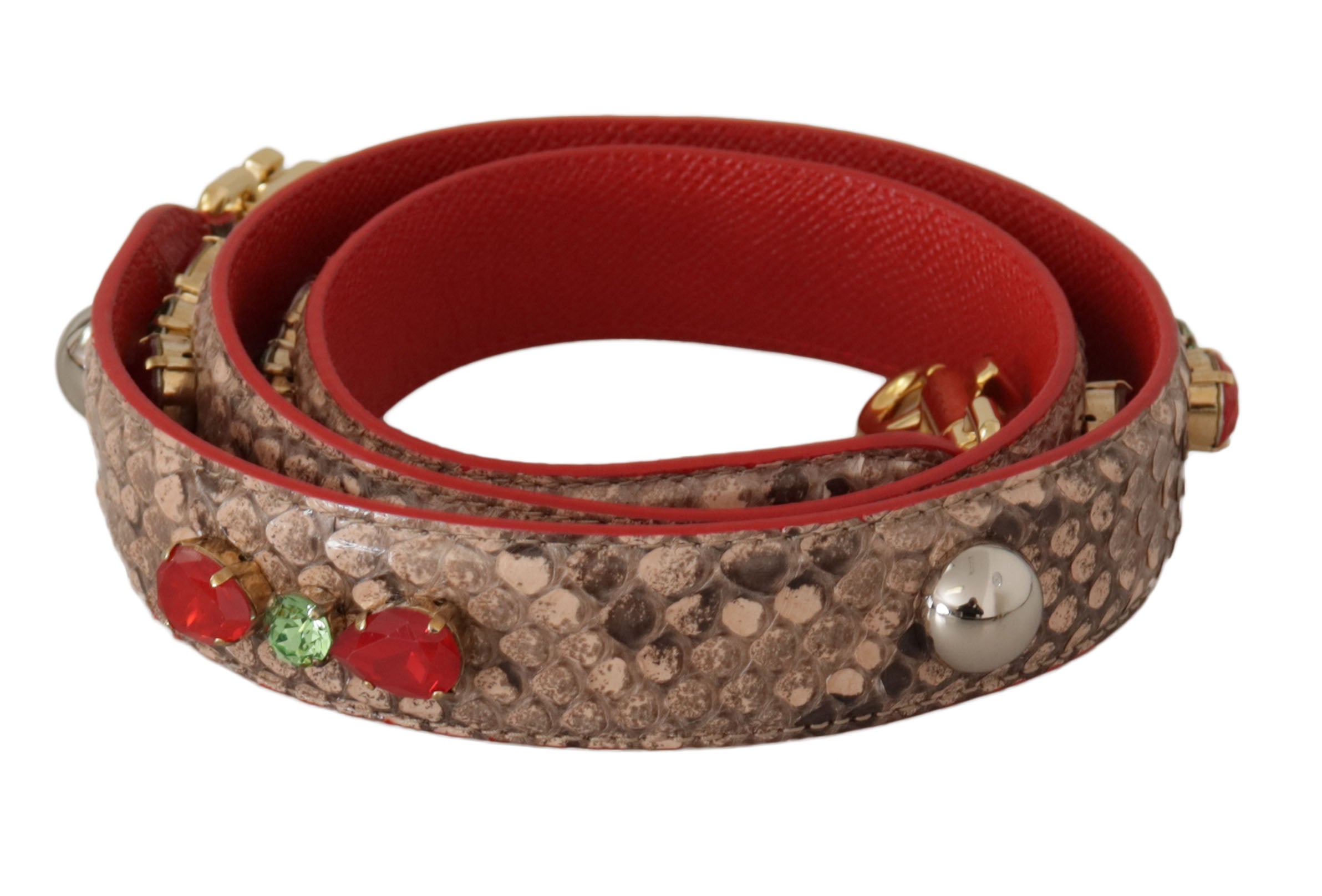 Dolce & Gabbana Dolce & Gabbana Brown Python Leather Crystals Shoulder Women's Strap