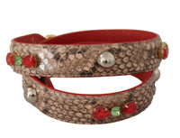 Dolce & Gabbana Dolce & Gabbana Brown Python Leather Crystals Shoulder Women's Strap