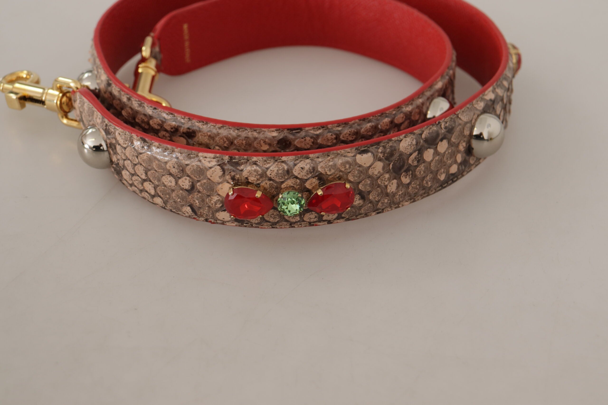 Dolce & Gabbana Dolce & Gabbana Brown Python Leather Crystals Shoulder Women's Strap