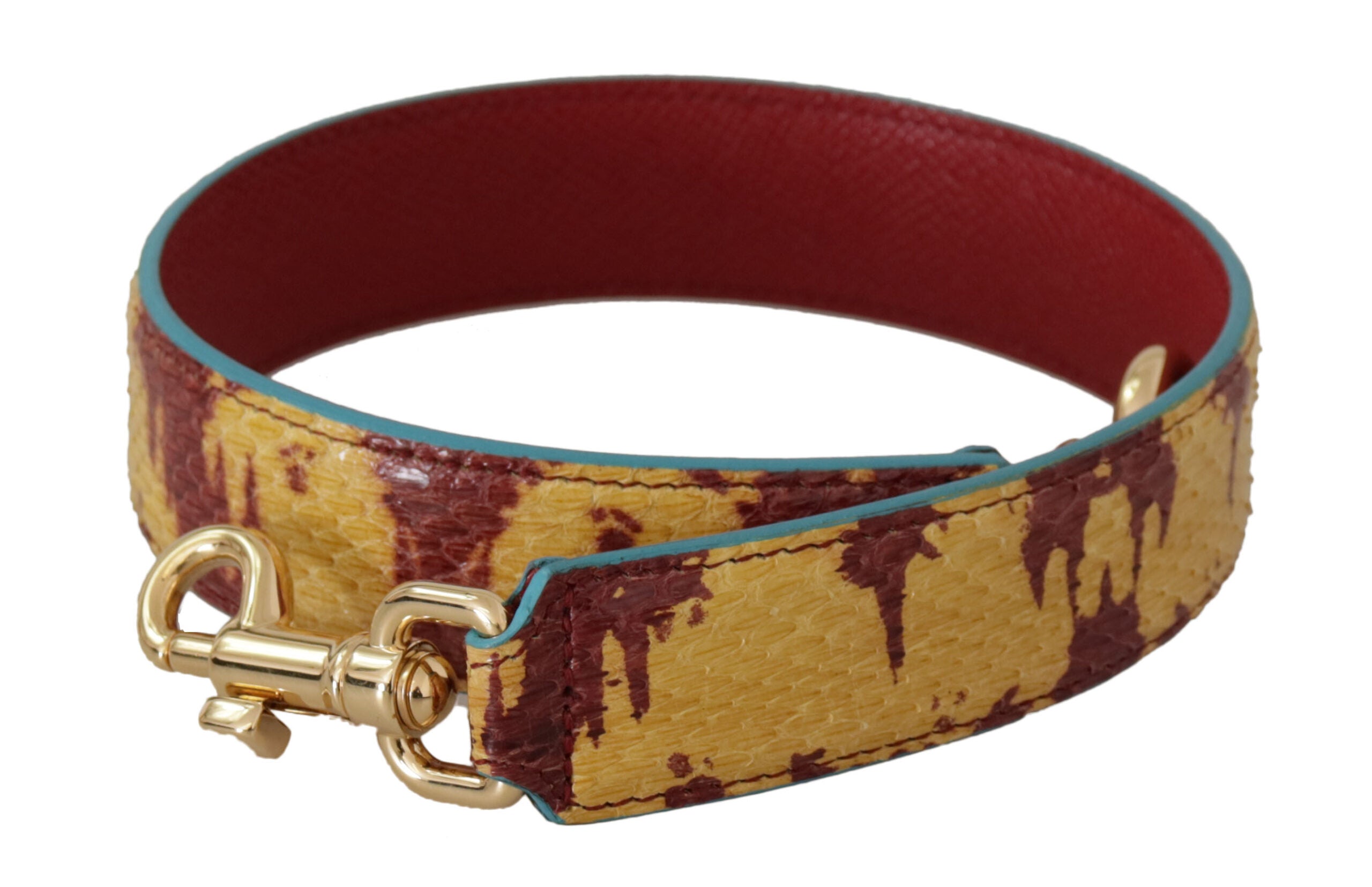 Dolce & Gabbana Dolce & Gabbana Yellow Red Leather Gold Tone Shoulder Women's Strap