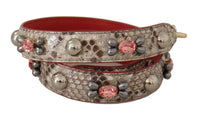 Dolce & Gabbana Dolce & Gabbana Beige Exotic Leather Studded Shoulder Women's Strap