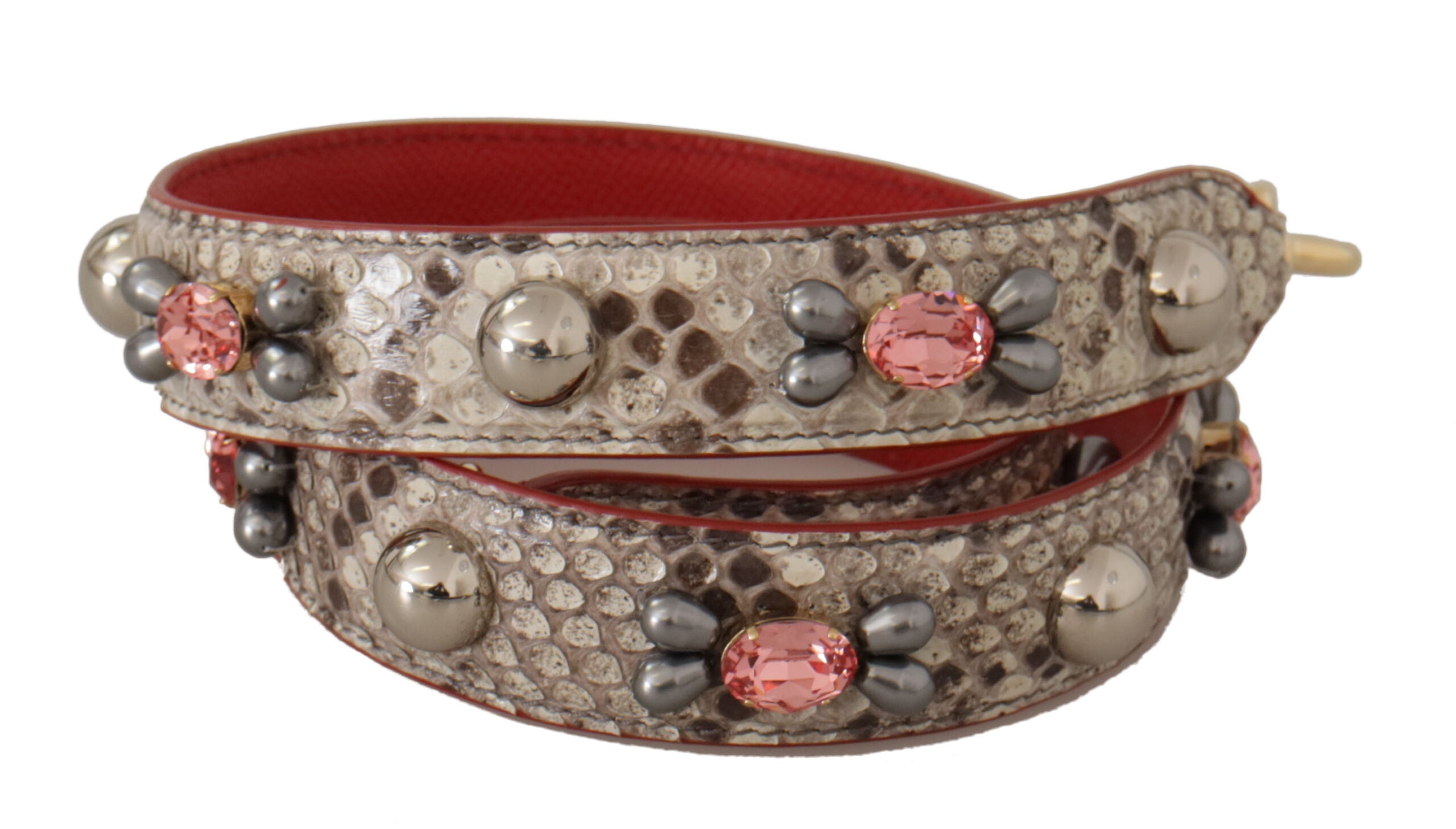 Dolce & Gabbana Dolce & Gabbana Beige Exotic Leather Studded Shoulder Women's Strap