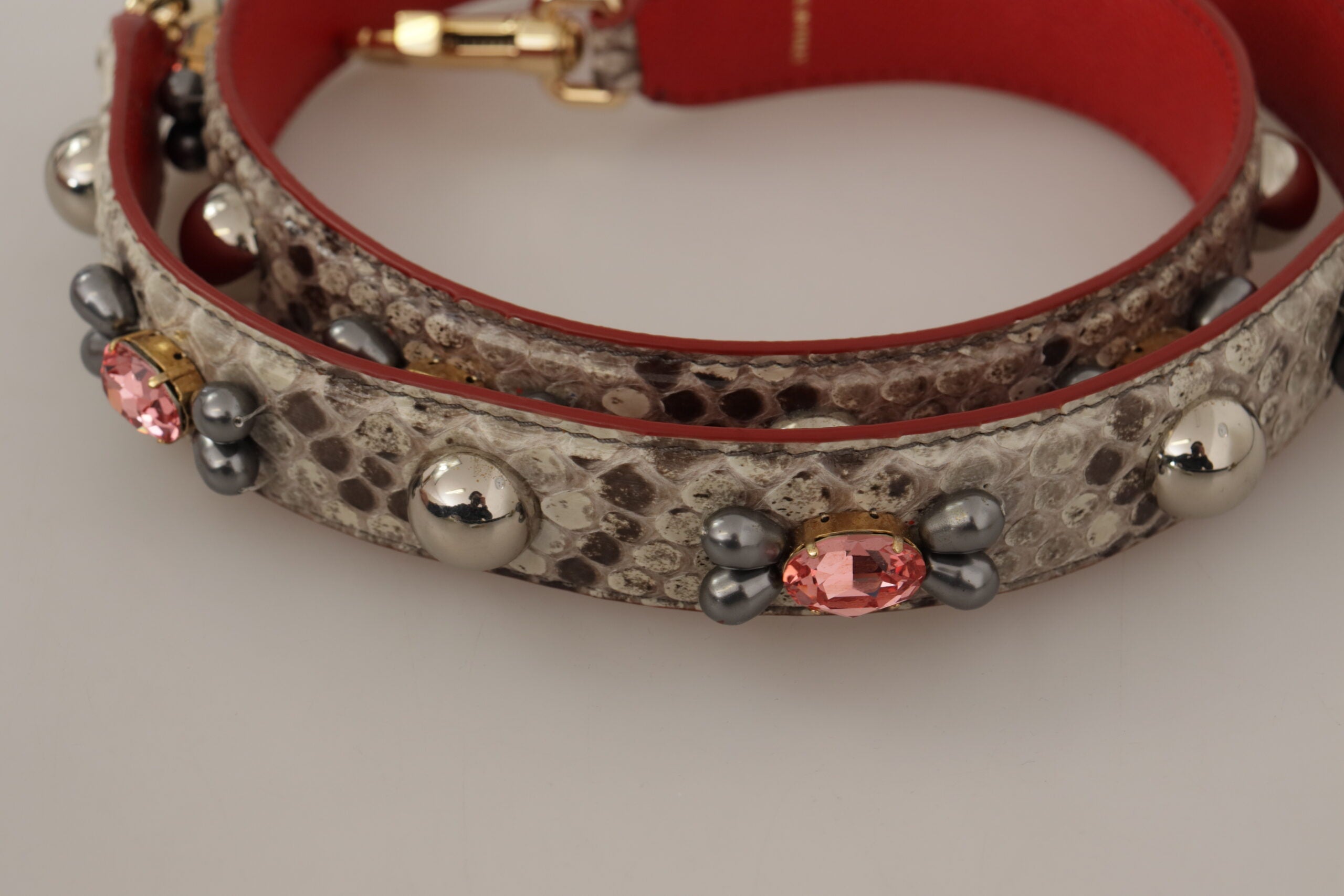 Dolce & Gabbana Dolce & Gabbana Beige Exotic Leather Studded Shoulder Women's Strap