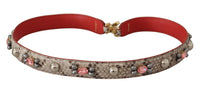 Dolce & Gabbana Dolce & Gabbana Beige Exotic Leather Studded Shoulder Women's Strap