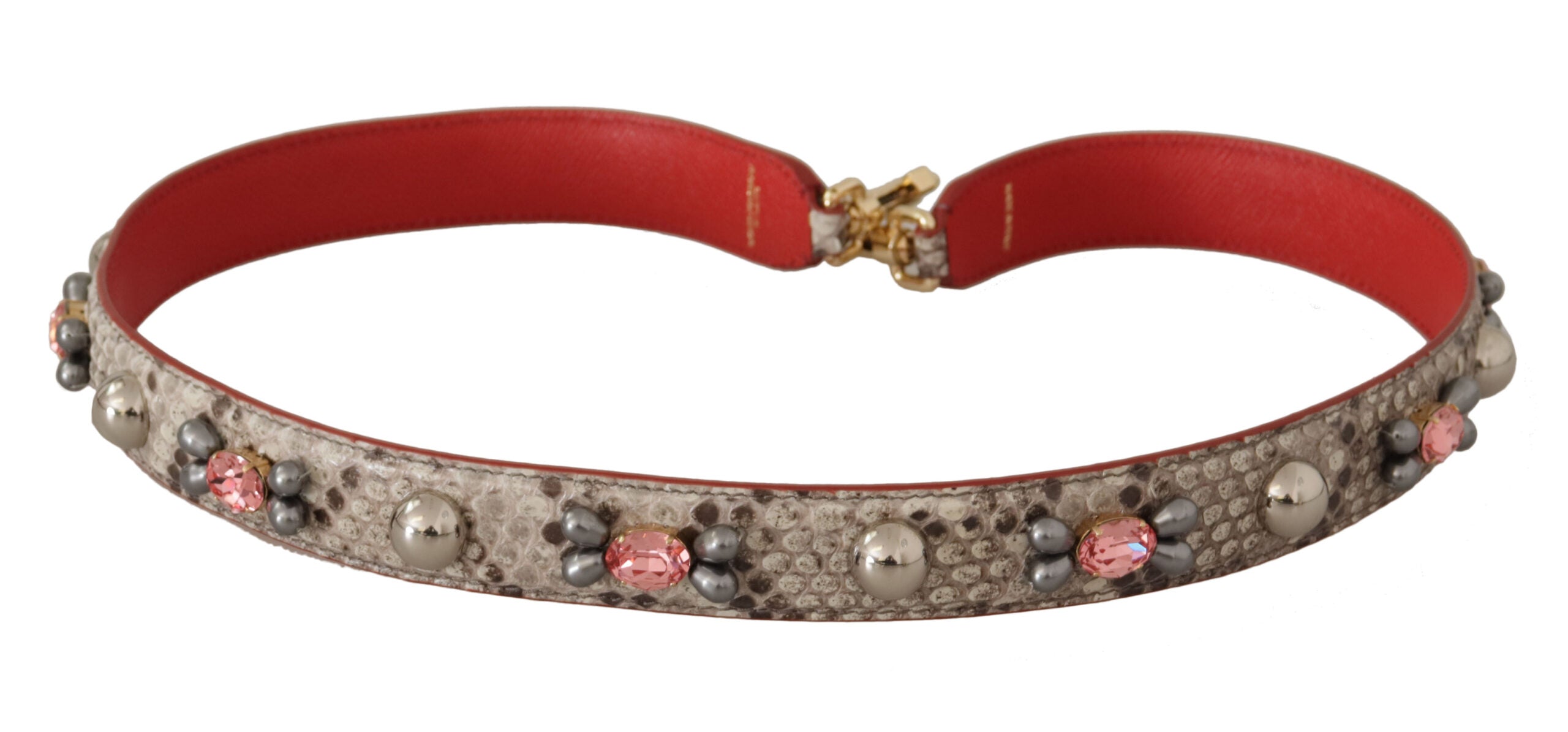 Dolce & Gabbana Dolce & Gabbana Beige Exotic Leather Studded Shoulder Women's Strap