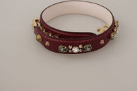 Dolce & Gabbana Dolce & Gabbana Bordeaux Leather Crystals Bag Shoulder Women's Strap